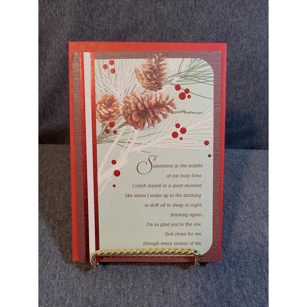 DaySpring Card Brown Red To HUSBAND Or WIFE "Our Busy Lives" Pine Cones Berries